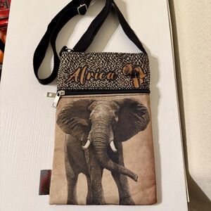 Cotton Road Africa Elephant/Animal Print Crossbody Sling Bag